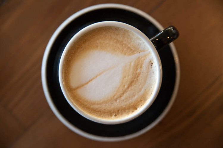 Espresso coffee with leaf art